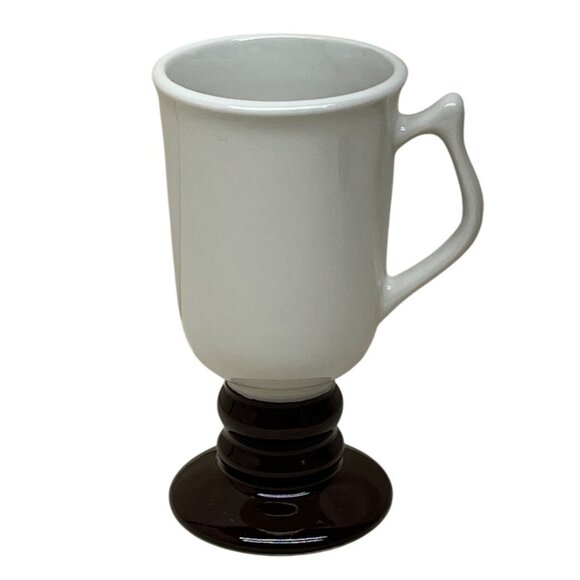 Four Hall Pottery Ivory Brown Irish Coffee Pedestal Mugs - Picture 4 of 8